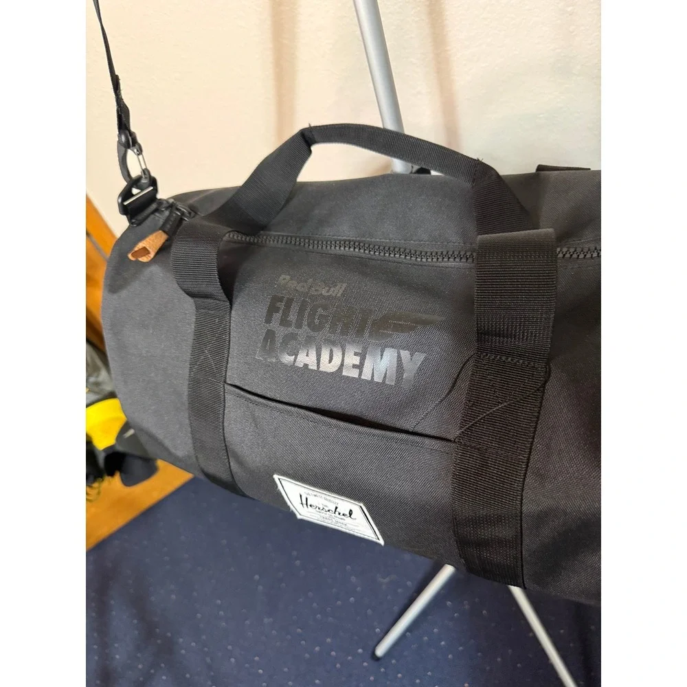 Herschel Supply Co Red Bull Flight Academy Black Duffel Bag Travel Gym Bag